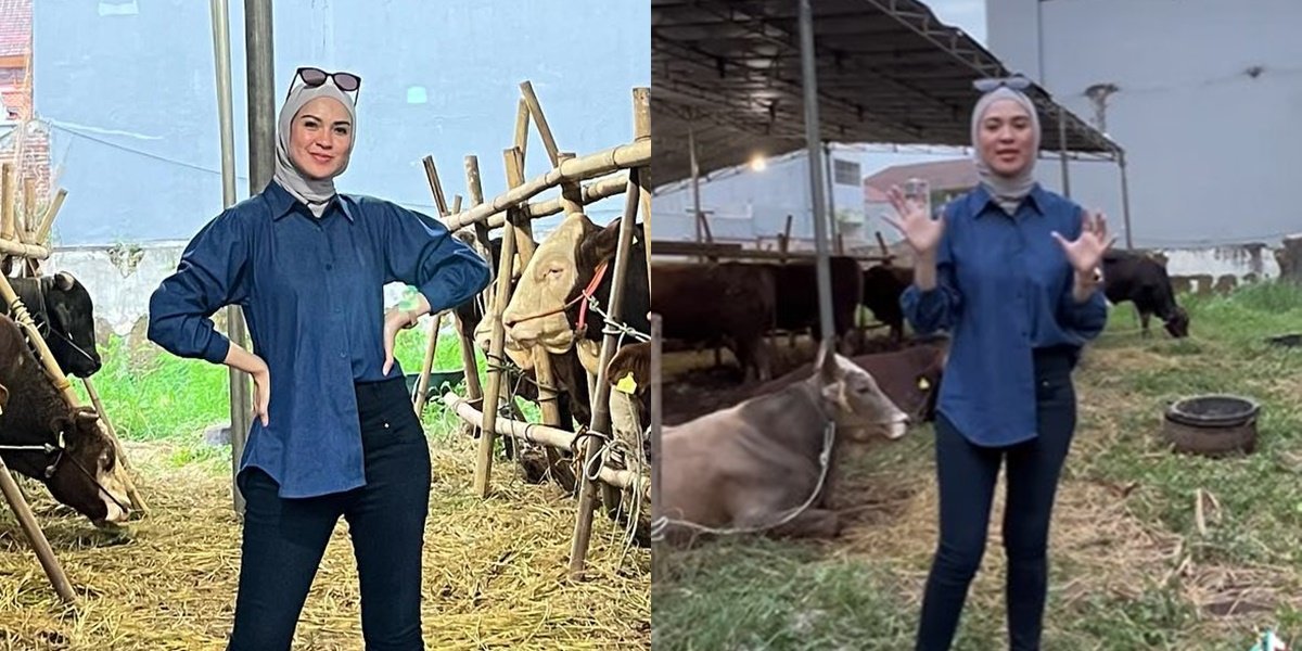 8 Photos of Delia Septianti Now Selling Cattle, Still Beautiful While Promoting Her Merchandise in the Barn