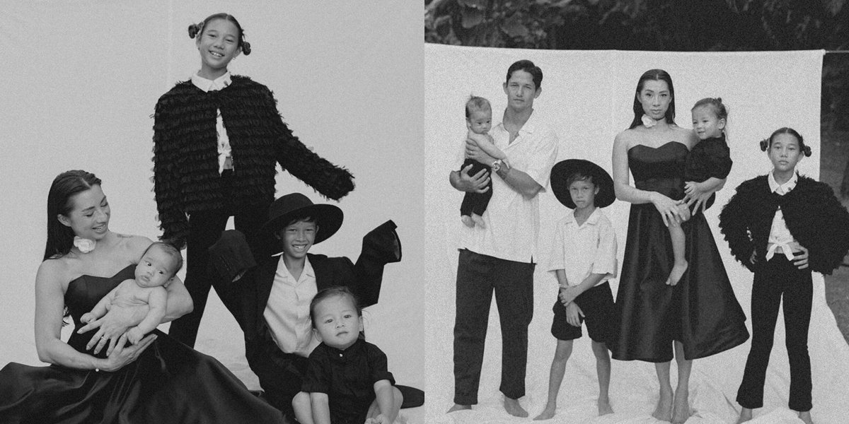 8 Classic Black and White Family Portrait Photos of Jennifer Bachdim, Still Romantic with Her Husband Despite Having 4 Children