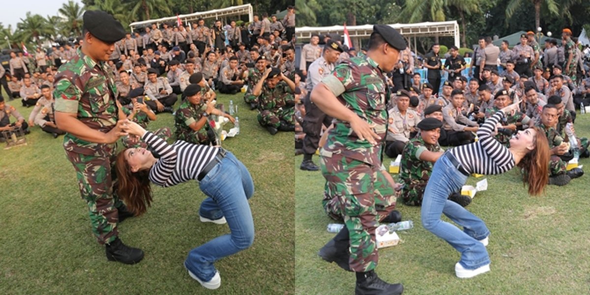 8 Photos of Irma Darmawangsa with TNI - Polri Members, Rocking and Dancing Wildly