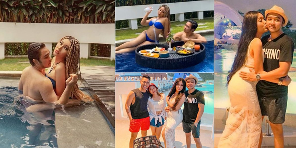 8 Photos of Lucinta Luna & Abash During Vacation in Bali, Intimate Poses - Swimming Pool Strip