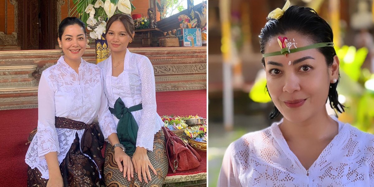 8 Photos of Lulu Tobing Performing Mecaru Ceremony in Bali, Beautiful in White Traditional Dress