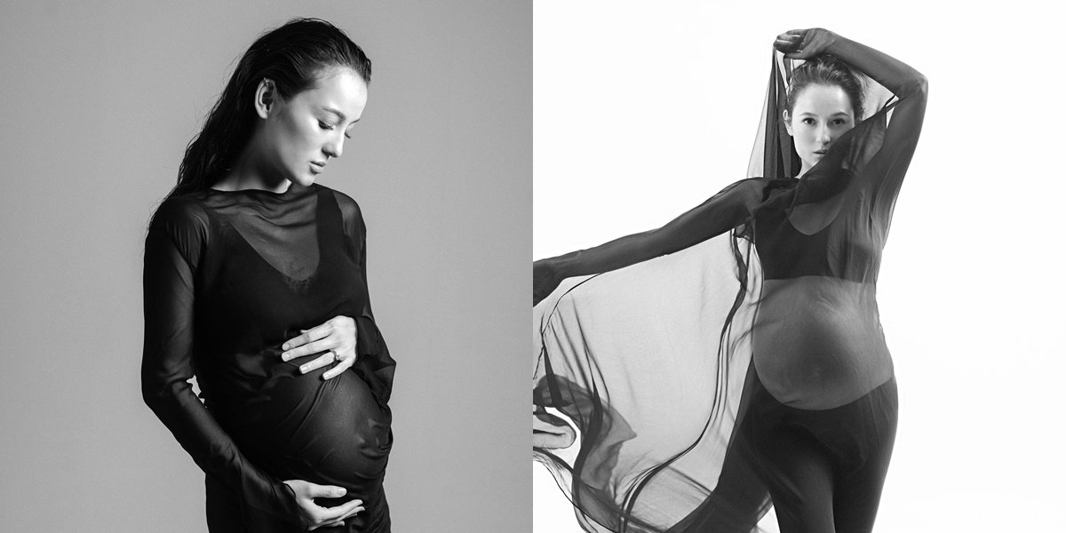8 Elegant Maternity Shoots of Julie Estelle, Beautiful Pregnant Woman in Transparent Black Gown