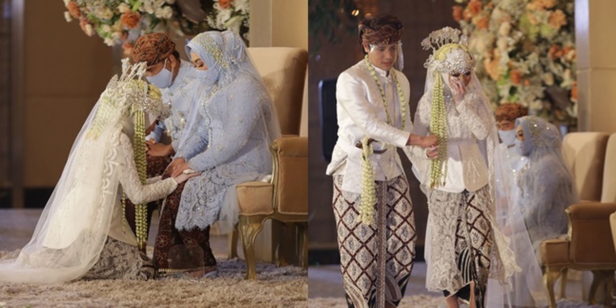 8 Touching Moments of Lesti's Sungkeman After the Wedding Ceremony, Rizky Billar's Sweet Gesture Towards His Wife Becomes the Highlight