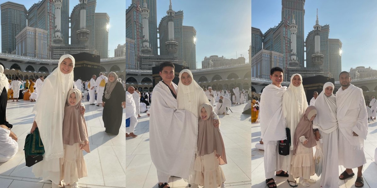 8 Photos of Acha Septriasa Going on Umrah with Family, Wearing Sandals Inside the Mosque Becomes the Spotlight