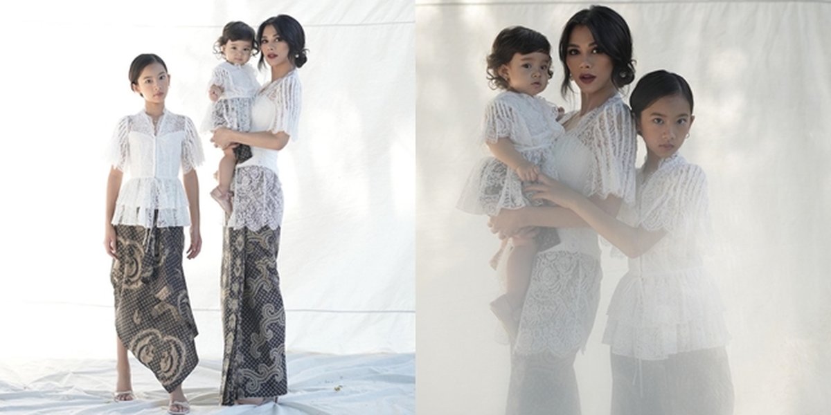 8 Portraits of Adinda Bakrie Doing a Photoshoot with Her Two Daughters, Wearing Matching Kebaya - Mother and Daughters Look Beautiful