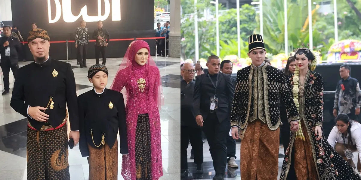 8 Portraits of Ahmad Dhani and Mulan Jameela Arriving at the Ngunduh Mantu Location, Spreading Happy Smiles - Coordinated in Javanese Attire