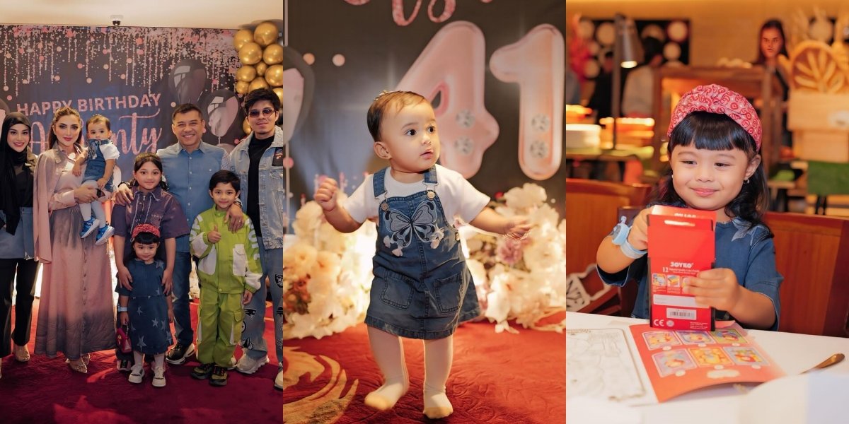 8 Portraits of Ameena and Azura, Aurel Hermansyah - Atta Halilintar's Children at Ashanty's Birthday Party, Adorable in Denim-Themed Outfits