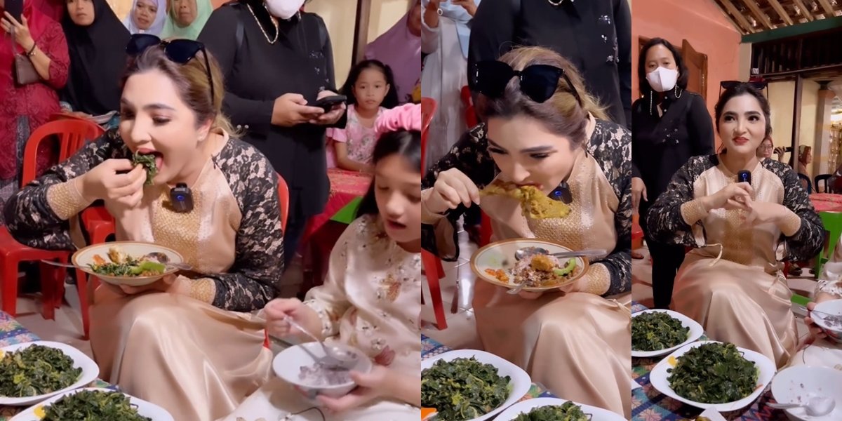 8 Photos of Ashanty Eating at Arsy's Babysitter's Wedding, Enjoying Simple Menu - Not Shy to Use Hands