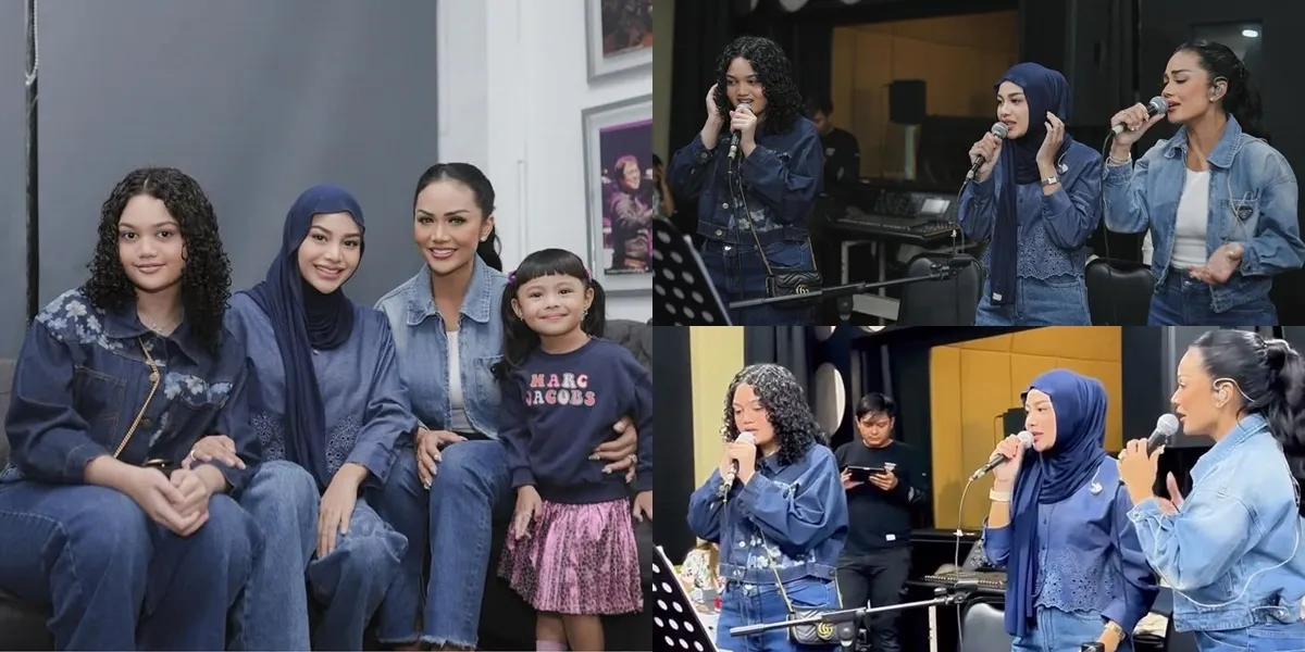 8 Photos of Aurel Hermansyah and Amora Lemos Practicing Together Ahead of Kris Dayanti's Concert in Malaysia, Matching in Denim on Denim Outfits