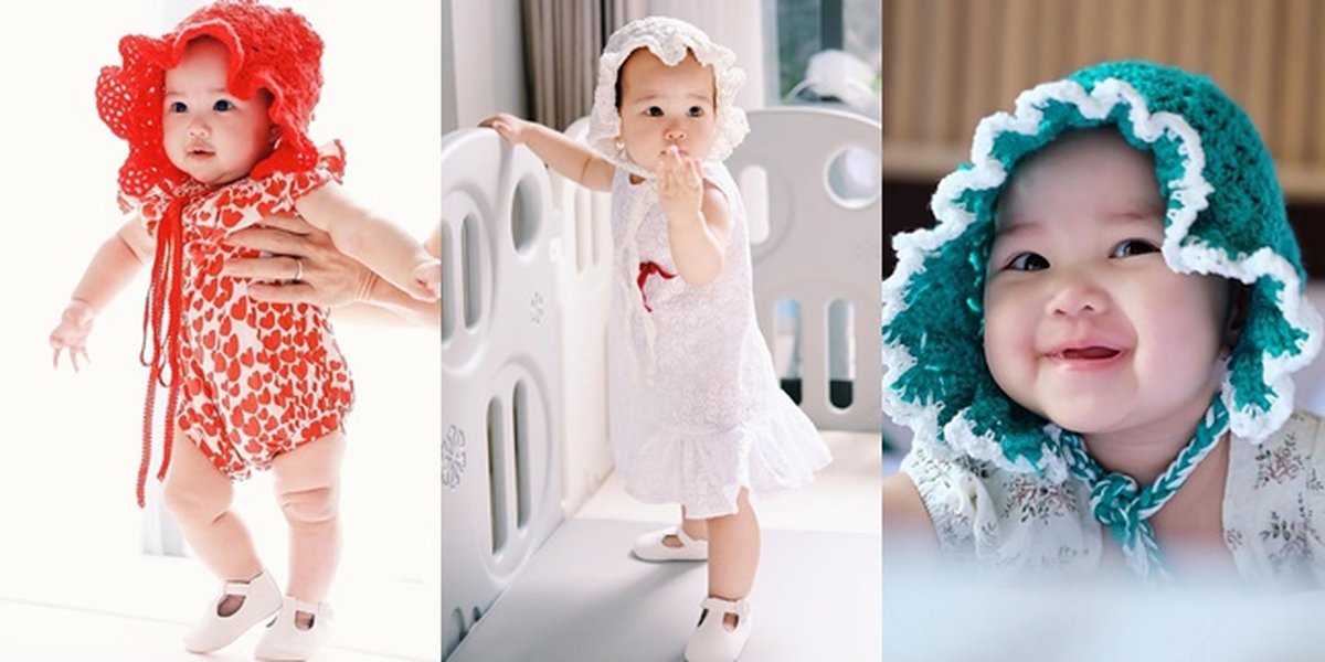8 Portraits of Baby Ariella, Yuanita Christiani's Daughter, Wearing Knitted Hats, Her Cuteness is Adorable Like a Doll