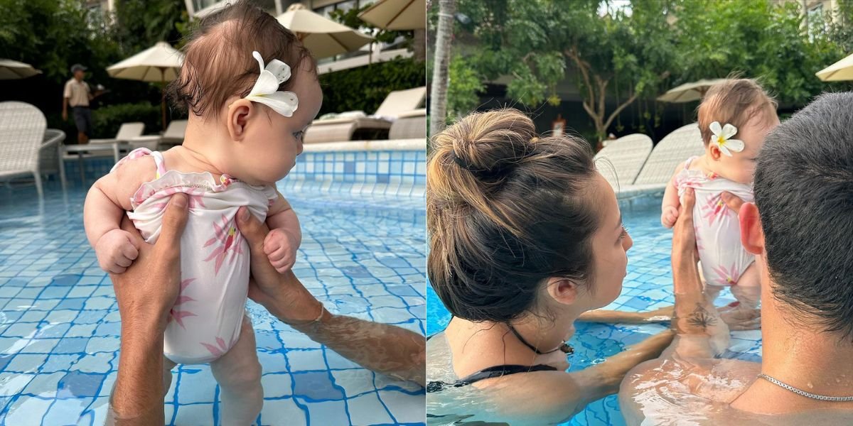 8 Potret Baby Kamari, Jennifer Coppen's Child, Invited to Swim in the Pool, Her Chubby Cheeks are So Cute!