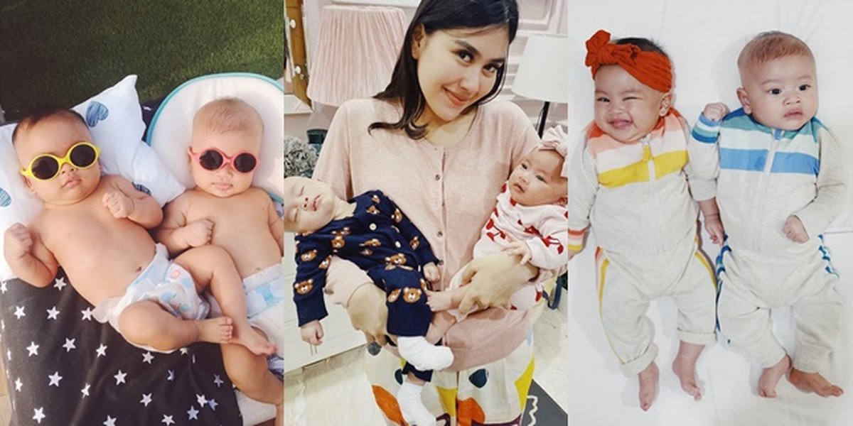 8 Portraits of Twin Babies Syahnaz Sadiqah and Jeje Govinda: Always Matching Outfits - Now 4 Months Old