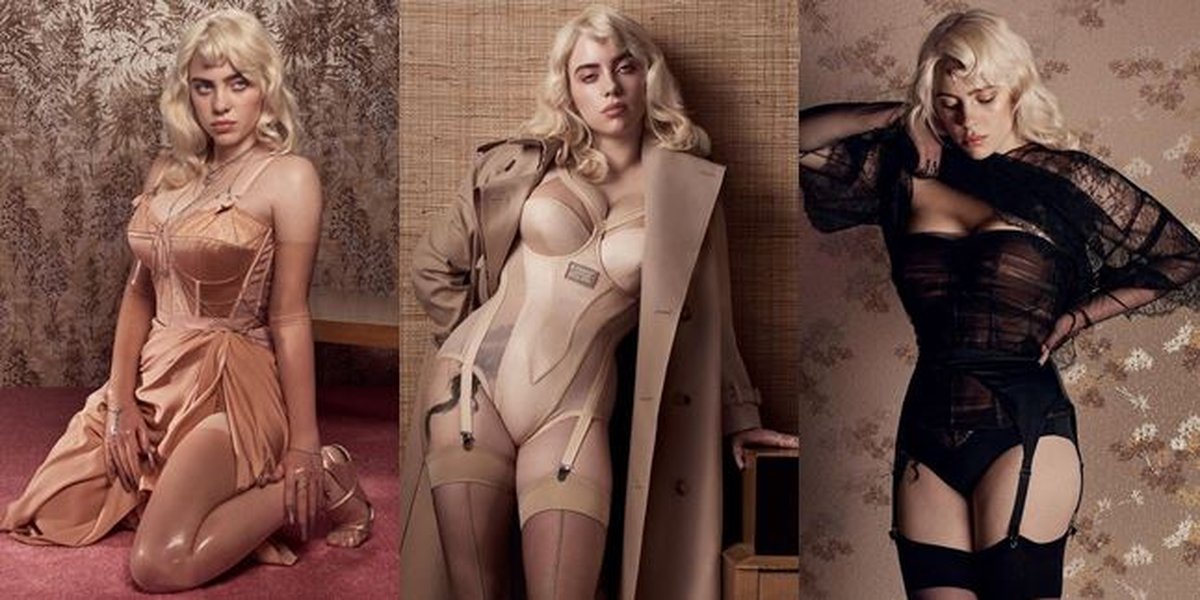 8 Portraits of Billie Eilish in British Vogue Magazine, Looking Sexy with Blonde Hair and Wearing a Corset - Turns Out She Has a Tattoo on Her Stomach