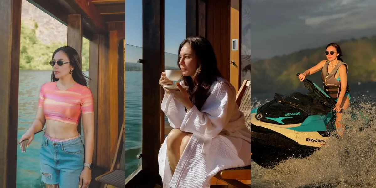 8 Beautiful Photos of Wulan Guritno's Vacation at Lake Toba, Riding Jetski and Relaxing with Coffee on a Boat