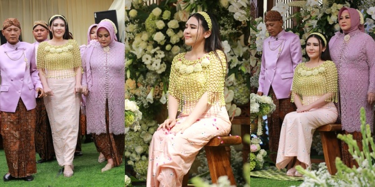 8 Portraits of Via Vallen's Detailed Appearance at Siraman Moment, Beautifully Wearing Jumputan Cloth and Melati Vest - Radiating the Aura of a Dazzling Bride