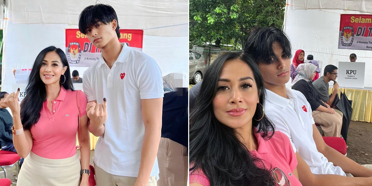 8 Portraits of Diah Permatasari Voting for the First Time with Her Handsome Son, Marco's Visuals Captivate