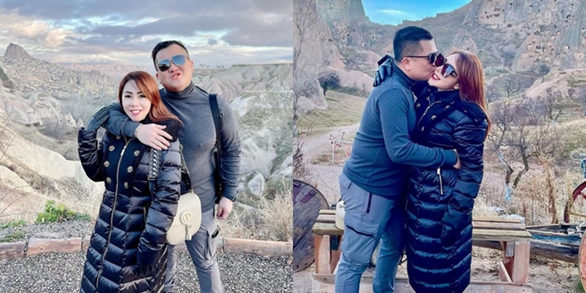 8 Portraits of Femmy Permatasari Honeymooning with Husband in Turkey, Romantic Moments in Cappadocia - Showing Affectionate Kisses
