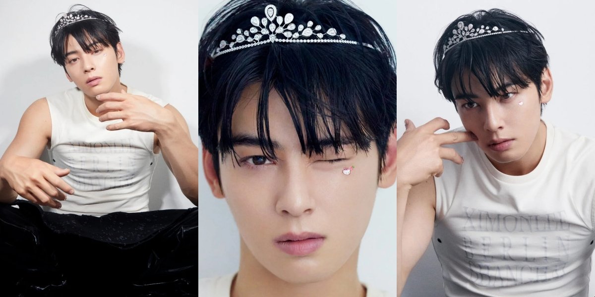 8 Handsome Portraits of Cha Eun Woo in the Latest Photoshoot, Looking Different Wearing a Crown Worth Billions of Rupiah - Hello Kitty Sticker