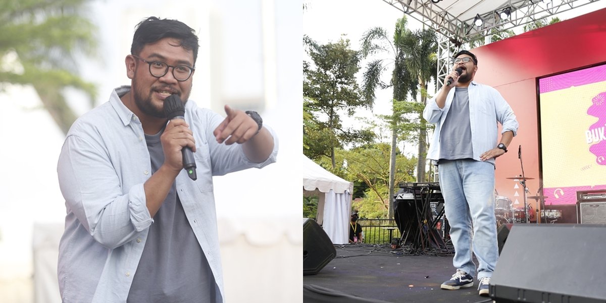 8 Photos of Hifdzi Khoir as the Opener of KapanLagi Buka Bareng Vol 3, Looking Casual in a Shirt and Doing Stand-Up While Roasting Tri Suaka