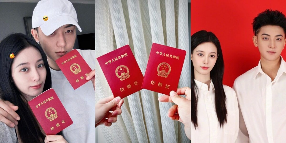 8 Photos of Huang Zitao Former EXO Announcing Marriage with Xu Yiyang, Showcasing Marriage Certificate - Red Background Photo