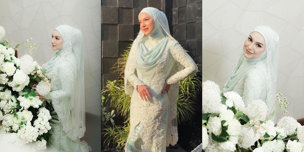 8 Portraits of Irish Bella Wearing Mint Green Kebaya for the Wedding Ceremony, Praised for Her Soft and Gentle Appearance Similar to the Person