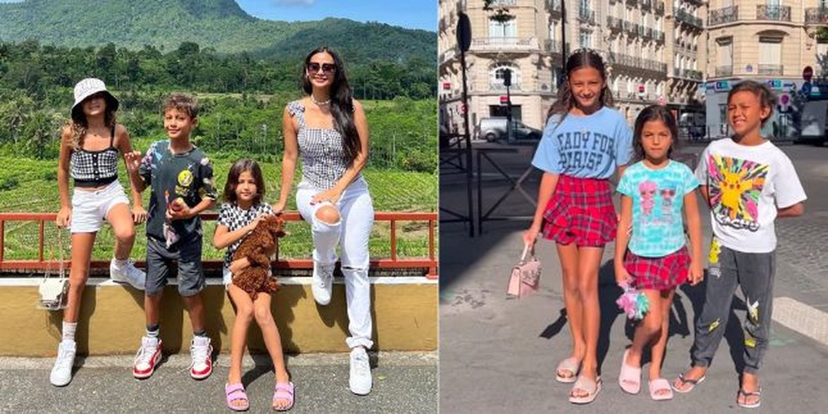 8 Potraits of Fun with Indah Kalalo's Three Children Vacationing in Paris, So Excited to See the Eiffel Tower for the First Time