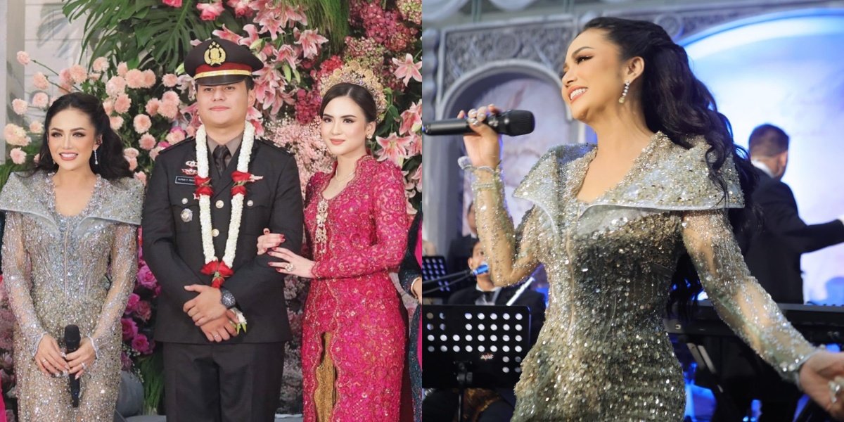 8 Photos of Kris Dayanti as a Wedding Singer at a Police Officer's Wedding, Energetically Entertaining Guests