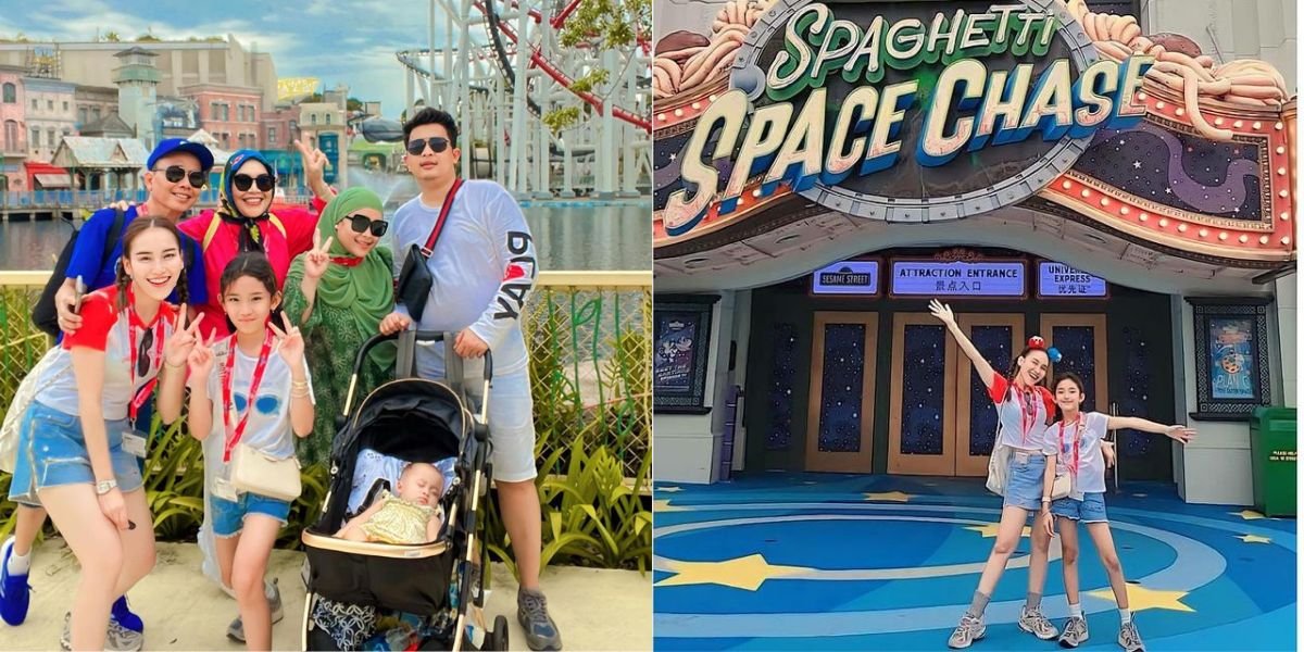 8 Photos of Ayu Ting Ting and Bilqis' Vacation to Universal Studios Singapore, Harmonious Like Siblings