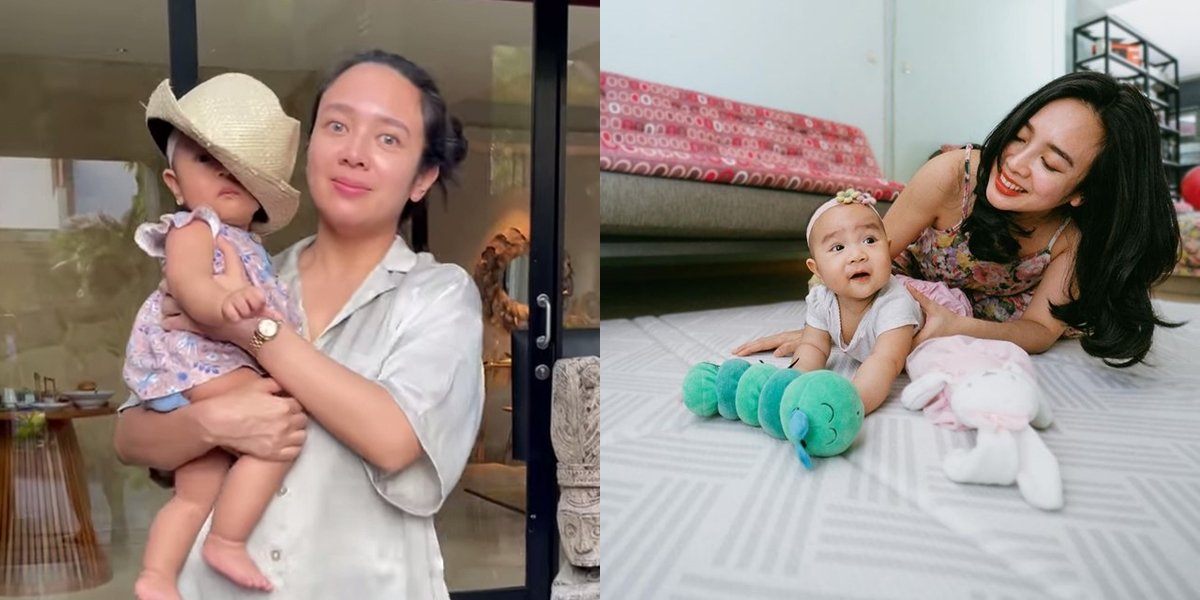 8 Photos of Dea Ananda's Vacation in Bali, Bringing 7-Month-Old Baby Sanne to the Beach and Zoo - His First Touch of the Waves is Absolutely Adorable