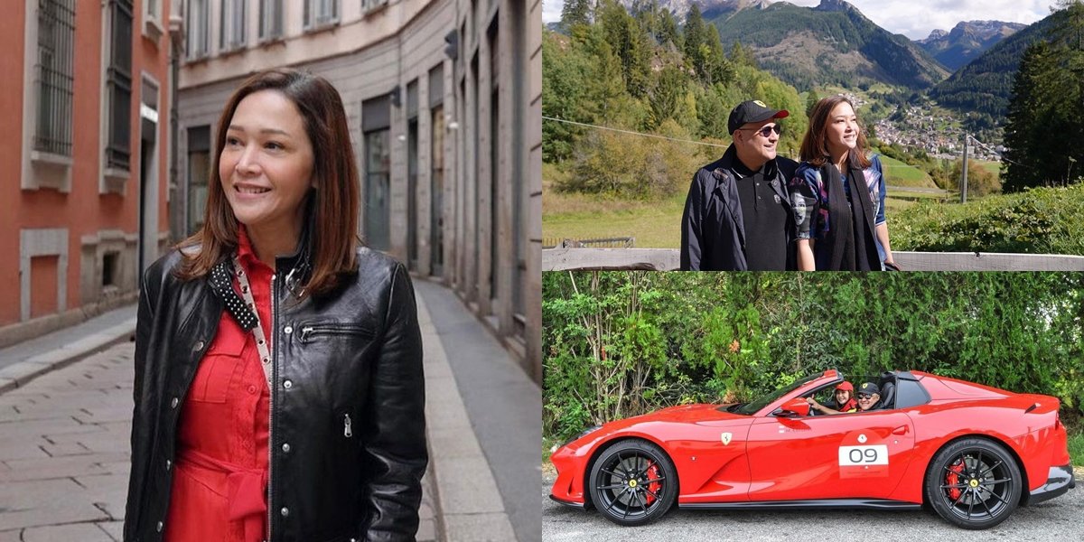 8 Portraits of Maia Estianty Enjoying a Happy Old Age with Irwan Mussry, Having Fun Riding a Ferrari in Italy - Enjoying the Beauty of the Alpine Dolomites Mountains