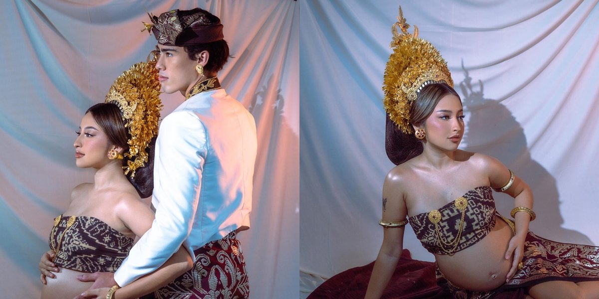 8 Potret Maternity Shoot Jennifer Coppen Wearing Balinese Traditional Clothes, Showing Off Her Bare Baby Bump with Her Partner