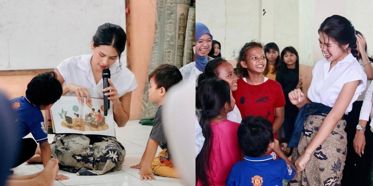 8 Portraits of Maudy Ayunda Cultivating Literacy and Playing with School Children, Reading Storybooks Makes Her Vibe Suitable to be a Mother