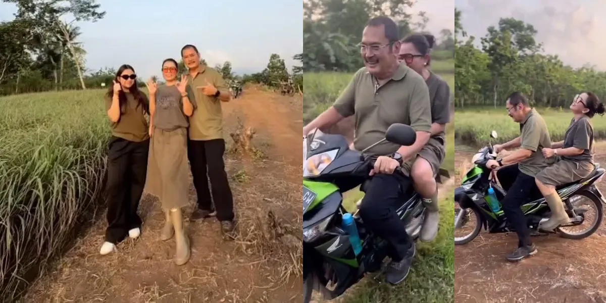8 Portraits of Mayangsari Enjoying the Afternoon in the Fields, Riding a Scooter with Bambang Trihatmodjo - Happiness is Simple