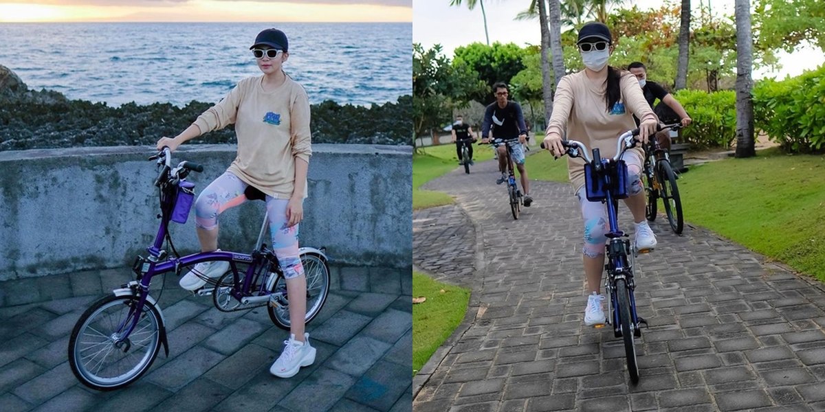 8 Photos of Momo Geisha Cycling in Bali, Enjoying the Beach at Sunrise - Wearing Self-Produced T-Shirts