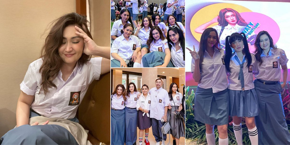 8 Potraits of Nafa Urbach Still Beautiful and Suitable to Wear High School Uniform at Ussy Sulistiawaty's Birthday Party, Not Looking 42 Years Old