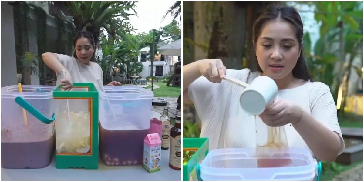 8 Potraits of Nagita Slavina & Rayyanza Selling Ice in Front of the House, Popularly Sought by Andara Residents