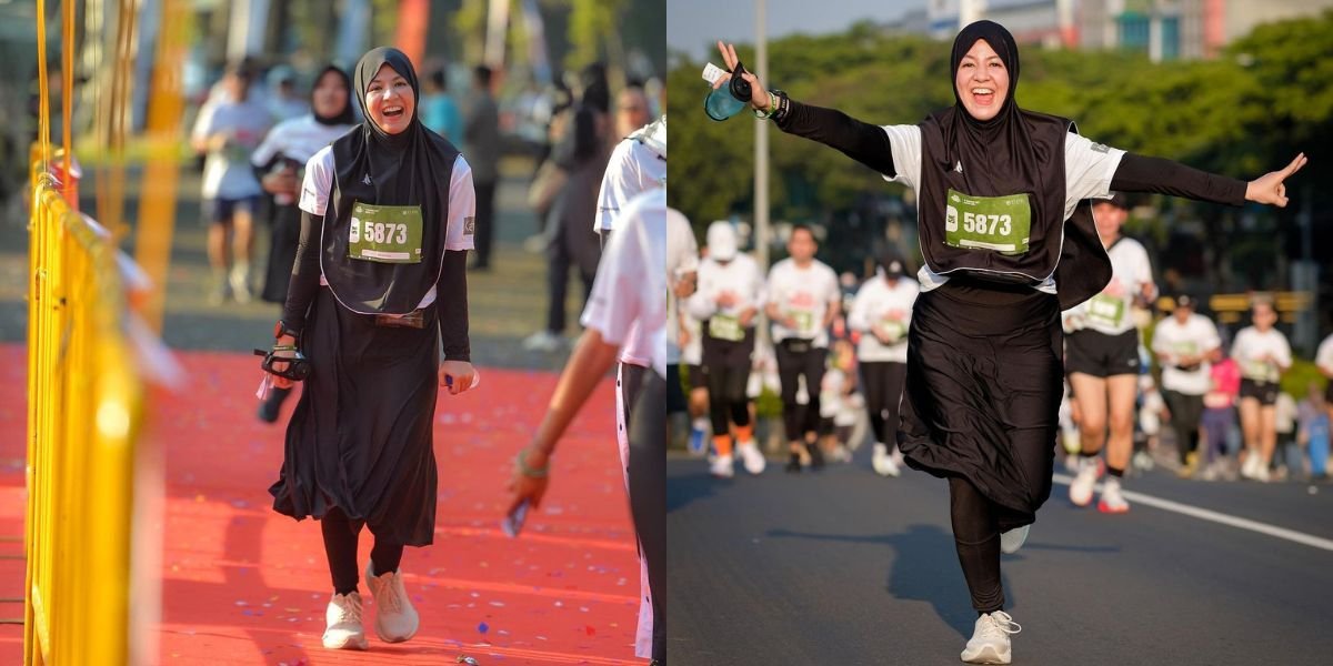 8 Portraits of Natasha Rizki Joining Marathon Using Syar'i Outfit, Flooded with Praises from Netizens