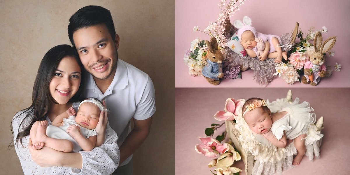 8 Portraits of Newborn Photoshoot Kyarra Putri Jessica Mila, Beautiful Like a Little Angel with Flower Headband - Styled Like a Lawyer