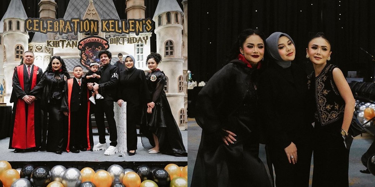 8 Portraits of Celebrities Attending Kellen, Krisdayanti's Son's Harry Potter-themed Birthday Party, Bella Saphira and Aming Coordinate in Wearing Black - Ameena Attracts Attention