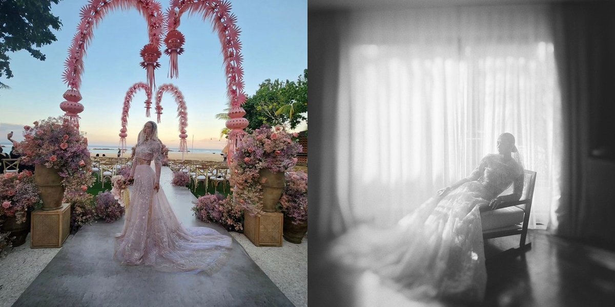 8 Photos of Adinia Wirasti's Wedding Day Look, Beautiful in a Luxurious Dusty Pink Gown with a Story-Filled Embroidery Motif