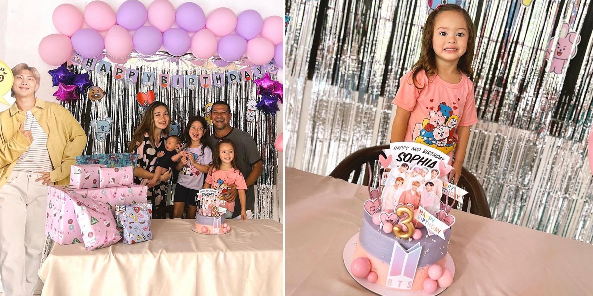 8 Portraits of Sophia's Birthday Party, Yasmine Wildblood & Abi Yapto's Second Daughter, with BTS-themed Cakes and Decorations