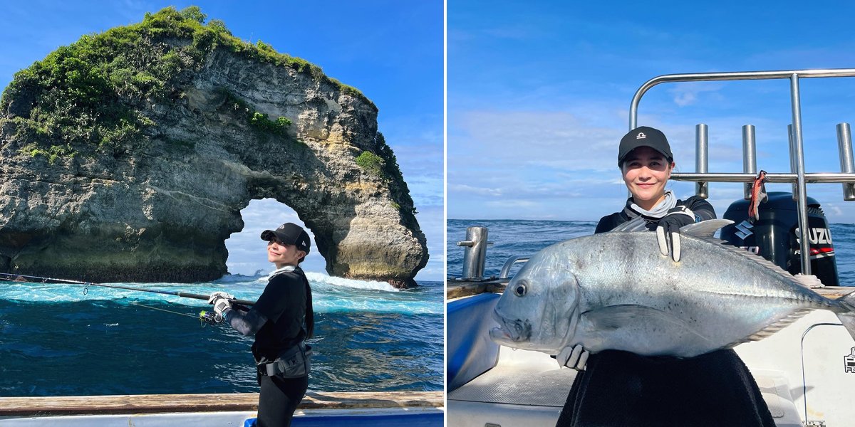 8 Photos of Prilly Latuconsina Fishing in Nusa Penida, Showing Cool Popping Technique - Giant Trevally Fish Strike