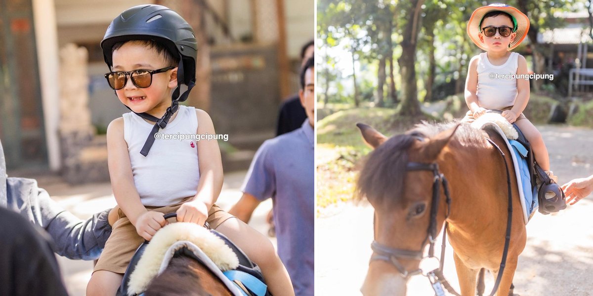 8 Photos of Rayyanza 'Cipung' Riding a Pony, Looking Handsome and Adorable in Just a Singlet!
