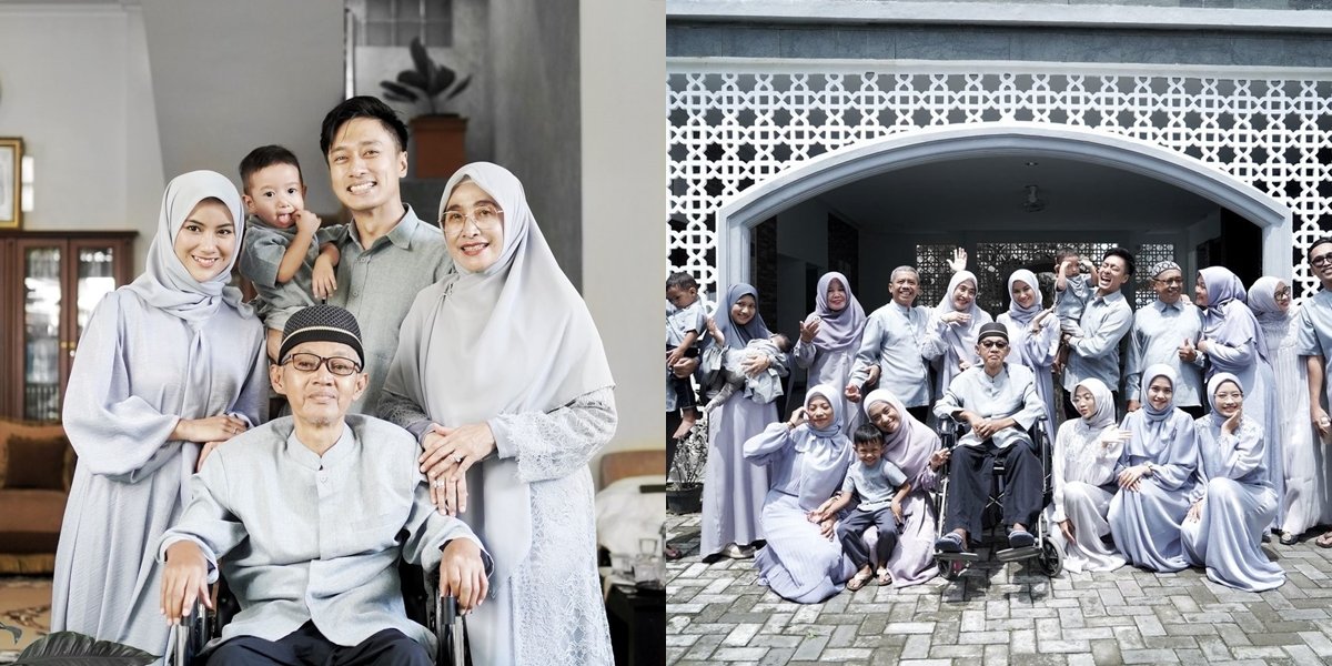 8 Photos of Rezca Syam, Star of the TV Series 'BIDADARI SURGAMU', Celebrating Idul Fitri with Family, Wearing Matching Gray Outfits