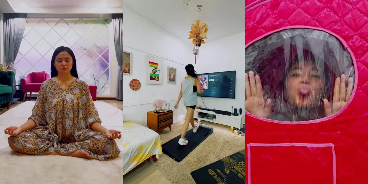 8 Healthy Portraits at Home by Marshanda, Walking 5 Kilometers - Sauna in Front of the TV