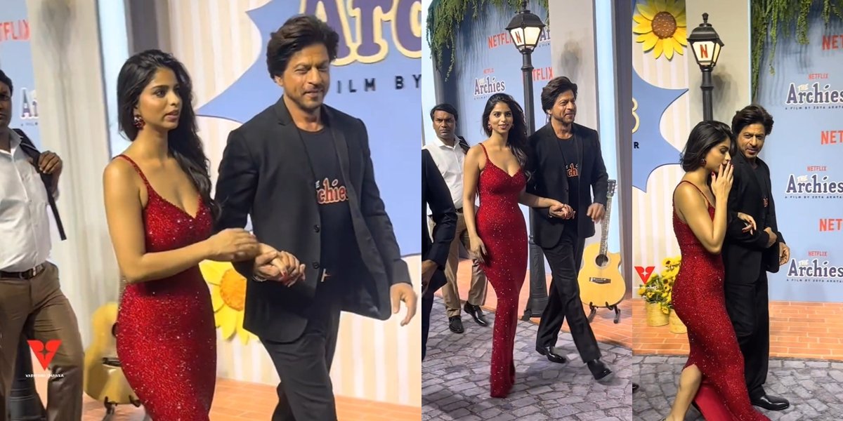 8 Pictures of Shahrukh Khan accompanying Suhana Khan at the premiere of her debut film, holding hands so sweetly