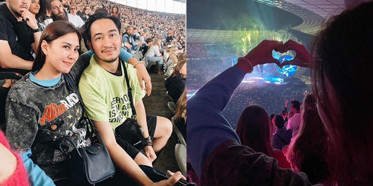 8 Portraits of Syahnaz Sadiqah Watching Coldplay Concert in Germany, Mama Amy Joins in Singing and Dancing