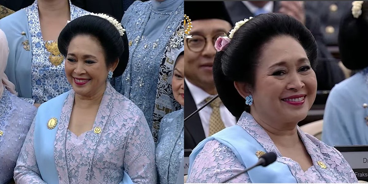 8 Photos of Titiek Soeharto in Blue Kebaya, Beautifully Attending the Inauguration of Former Husband President Prabowo