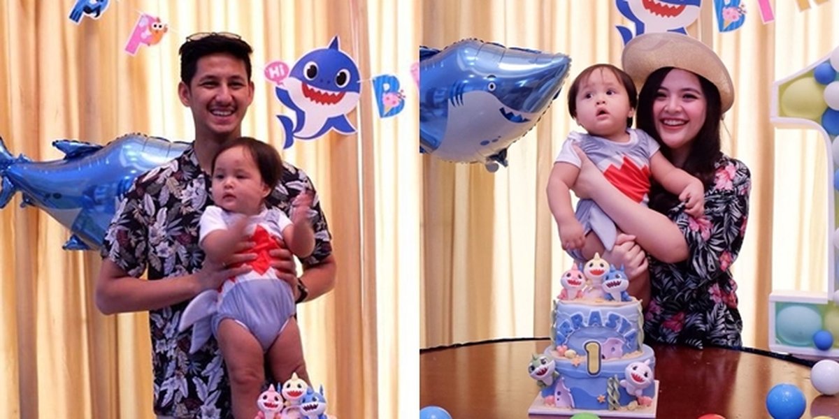 8 Pictures of Tasya Kamila's Child Birthday, Blue-themed with Baby Shark Theme