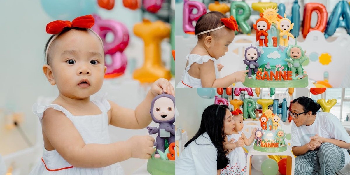 8 Photos of Sanne's First Birthday, Dea Ananda's Only Child, Celebrated with a Teletubbies Theme - Her Surprised Face is the Highlight